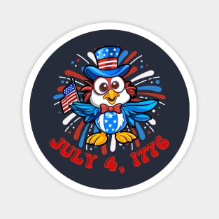 Patriotic Fireworks and Baby Bird on July 4, 1776 Magnet